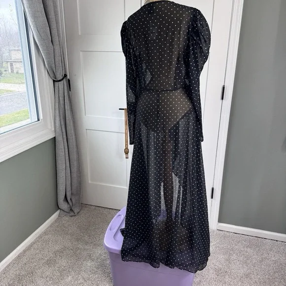 Y2K EXPRESS Kimono Dress S/M Sheer Polka Dot Parisian French Effortless 12/2009 - Picture 5 of 14